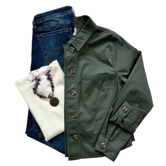 Cabi Cargo Jacket, Olive Green Cargo Button Front Jacket, Size Medium - Picture 4 of 11